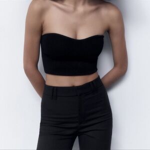 Zara Black Crop Top Bustier Style